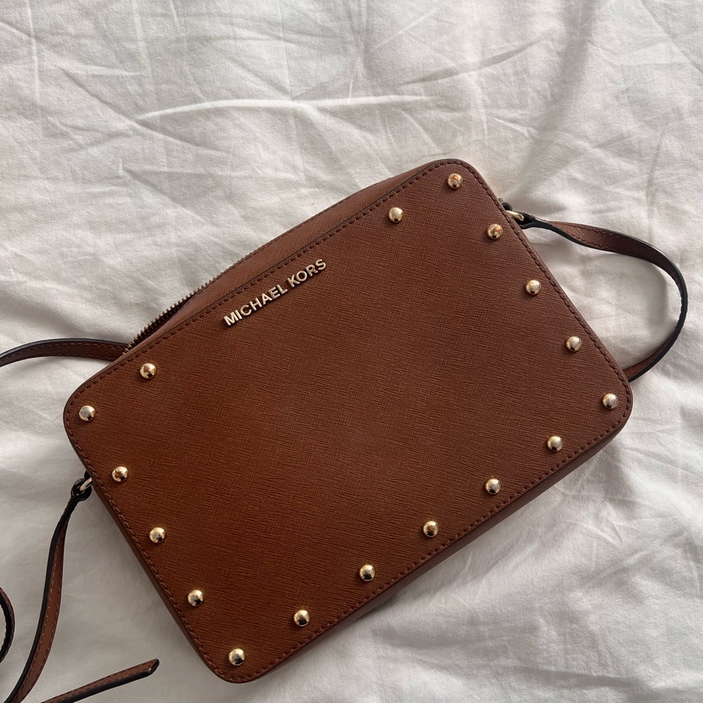 Michael Kors Tan Studded Crossbody Bag